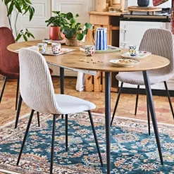 Fabrique de Styles Table De Salle À Manger>Table à manger avec allonge en bois 120(+40cm)x80cm - Lara Naturel, Noir