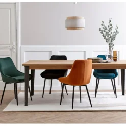 Fabrique de Styles Table De Salle À Manger>Table à manger en chêne massif et pieds acier L200cm - Manny Naturel