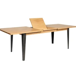 Fabrique de Styles Table De Salle À Manger>Table à manger en placage chêne 180cm avec allonge 60cm - Manny Naturel, Noir