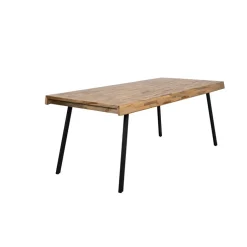 Fabrique de Styles Table De Salle À Manger>Table à manger en teck massif et pieds métal 200x90cm - Suri Naturel