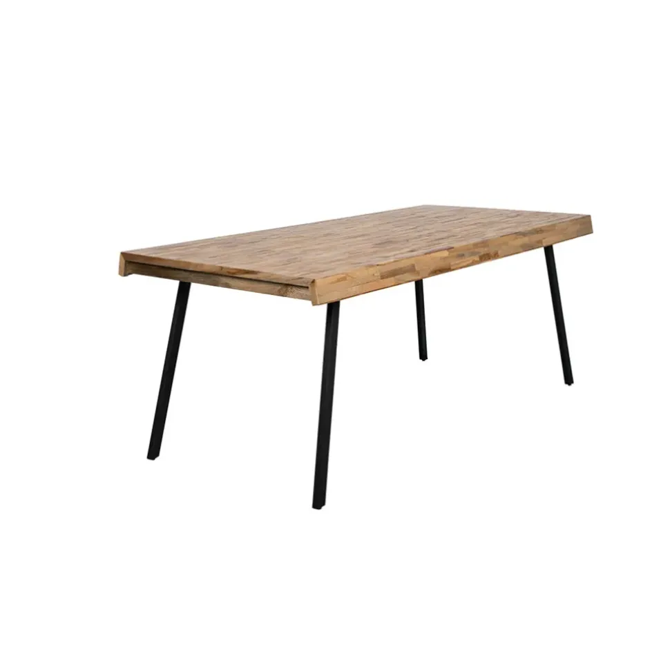 Fabrique de Styles Table De Salle À Manger>Table à manger en teck massif et pieds métal 200x90cm - Suri Naturel