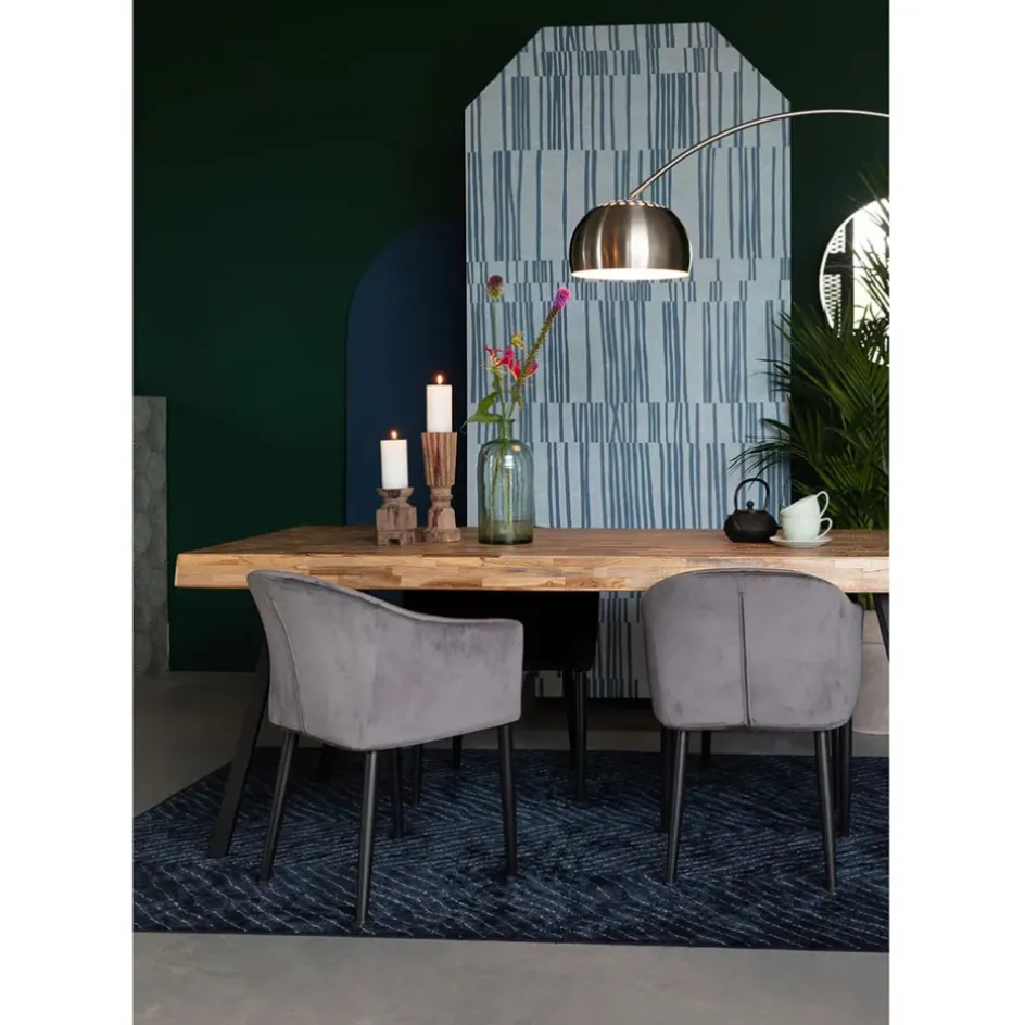 Fabrique de Styles Table De Salle À Manger>Table à manger en teck massif et pieds métal 200x90cm - Suri Naturel