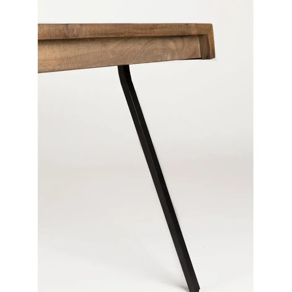 Fabrique de Styles Table De Salle À Manger>Table à manger en teck massif et pieds métal 200x90cm - Suri Naturel