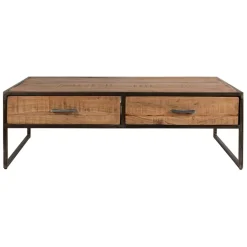 Fabrique de Styles Table Basses>Table basse en acacia et fer noir 120x60cm - Factory Naturel, Noir