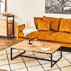 Fabrique de Styles Table Basses>Table basse en acacia et pieds en fer noir - Brooklyn Naturel, Noir