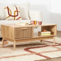 Fabrique de Styles Table Basses>Table basse en bois naturel 100x50 cm - kara Marron