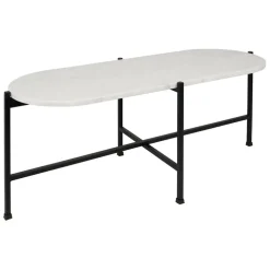 Fabrique de Styles Table Basses>Table basse en marbre et fer blanc et noir 100x40cm - Eskela Blanc, Noir