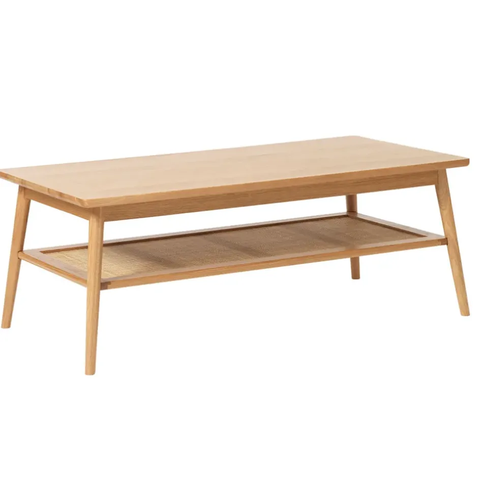 Fabrique de Styles Table Basses>Table basse en placage chêne et cannage l120cm - barrali Naturel