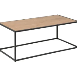 Fabrique de Styles Table Basses>Table basse en plaqué chêne et métal noir L100cm - Senzo Naturel