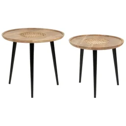 Fabrique de Styles Table Basses>Table basse gigogne (lot de 2) en manguier et fer noir - Balamea Naturel