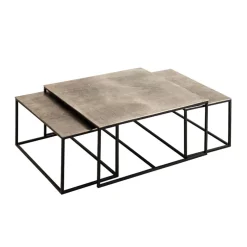Fabrique de Styles Table Basses>Table basse gigogne (lot de 3) en fer - Félia Argenté