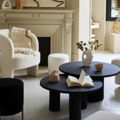 Fabrique de Styles Table Basses>Table basse ronde 3 pieds en fer d70xh35cm - Organic Noir