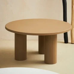 Fabrique de Styles Table Basses>Table basse ronde 3 pieds en fer d70xh35cm - Organic Beige