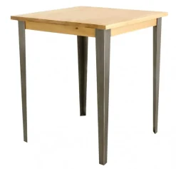 Fabrique de Styles Tables Hautes>Table de bar carrée en chêne massif et pieds acier 90x90 cm - Manny Naturel