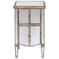 Fabrique de Styles Tables De Chevet>Table de chevet baroque en bois et miroir 2 tiroirs - Bois miroir Patiné