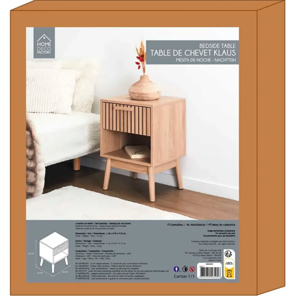 Fabrique de Styles Tables De Chevet>Table de chevet en pin naturel 1 tiroir - Kara Marron