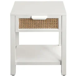 Fabrique de Styles Tables De Chevet>Table de chevet en sapin et naturel 1 tiroir - Adela Blanc