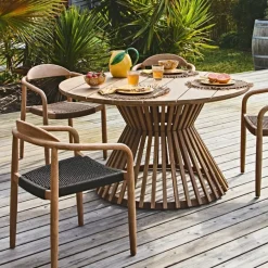 Fabrique de Styles Tables De Jardin|Jardin>Table de jardin ronde en acacia écru d130cm - Minga Ecru