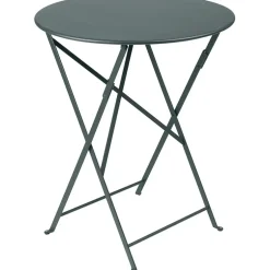 Fabrique de Styles Tables De Jardin|Jardin>Table de jardin ronde pliante en acier gris - Bistro Orage