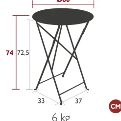 Fabrique de Styles Tables De Jardin|Jardin>Table de jardin ronde pliante en acier - Bistro Miel