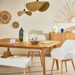 Fabrique de Styles Table De Salle À Manger>Table de repas avec allonge intégrée en chene naturel 180(+50)x100xh76cm - Sublime Miel