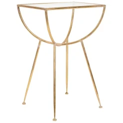 Fabrique de Styles Bouts De Canapé Et Tables D'appoint>Table d'appoint en fer e et verre - Eluminea H60cm Doré