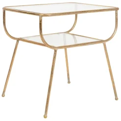 Fabrique de Styles Bouts De Canapé Et Tables D'appoint>Table d'appoint en fer e et verre - Eluminea H52cm Doré