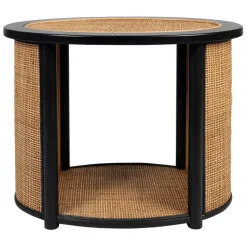 Fabrique de Styles Bouts De Canapé Et Tables D'appoint>Table d'appoint en rotin et sapin naturel et noir - Balamea Naturel, Noir