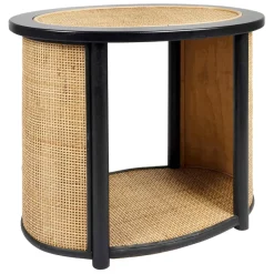 Fabrique de Styles Bouts De Canapé Et Tables D'appoint>Table d'appoint en rotin et sapin naturel et noir - Balamea Naturel, Noir