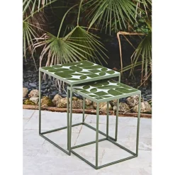 Fabrique de Styles Tables Basses, Guéridons|Jardin>Table d'appoint gigogne de jardin (lot de 2) en fer - Bologna Vert