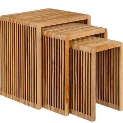 Fabrique de Styles Bouts De Canapé Et Tables D'appoint>Table d'appoint gigogne (lot de 3) en bois naturel - Yonker Marron