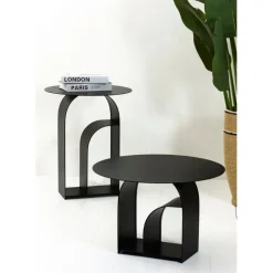 Fabrique de Styles Bouts De Canapé Et Tables D'appoint>Table d'appoint ronde en fer d50cm - Tinel Noir