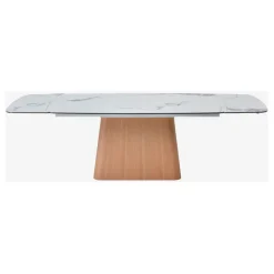Fabrique de Styles Table De Salle À Manger>Table extensible en verre et céramique l180-260cm - Linka Blanc