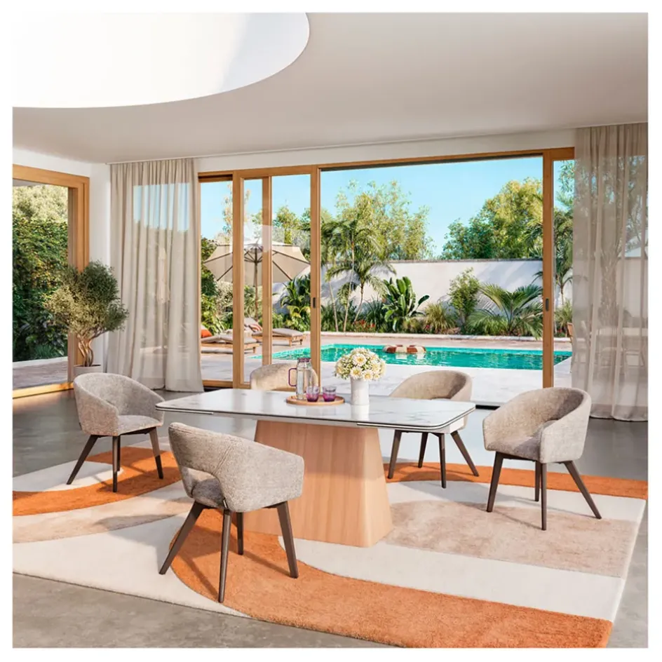 Fabrique de Styles Table De Salle À Manger>Table extensible en verre et céramique l180-260cm - Linka Blanc