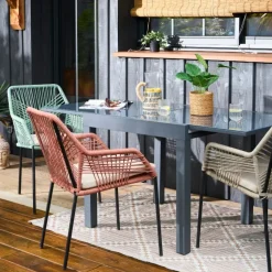 Fabrique de Styles Tables De Jardin|Jardin>Table jardin extensible en métal 80-160x80cm - Haria Gris