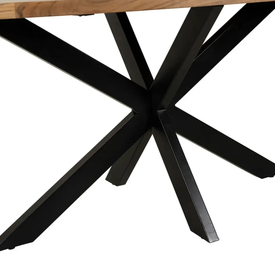 Fabrique de Styles Table De Salle À Manger>Table ovale en acacia et pieds en fer noir 190x90cm - Brooklyn Naturel, Noir