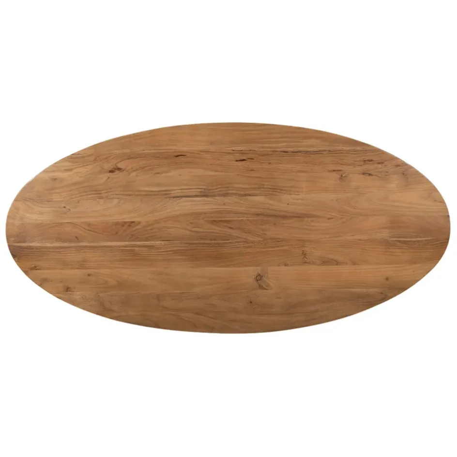 Fabrique de Styles Table De Salle À Manger>Table ovale en acacia et pieds en fer noir 190x90cm - Brooklyn Naturel, Noir