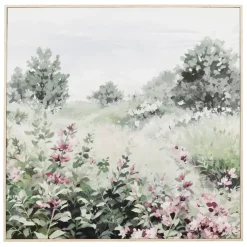 Fabrique de Styles Tableaux Et Toiles>Tableau campagne en toile vert et rose 80x80cm Vert, Rose