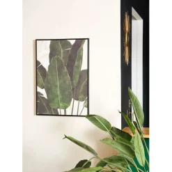 Fabrique de Styles Tableaux Et Toiles>Tableau en toile encadré feuilles 52x72cm - Gallery Kaki