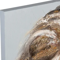 Fabrique de Styles Tableaux Et Toiles>Tableau lion en toile et pin 90x120cm - Animal Beige