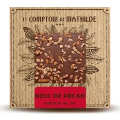 Fabrique de Styles Chocolats Et Confiseries>Tablette chocolat au lait noix de pecan 80g Marron