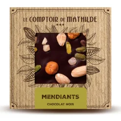 Fabrique de Styles Chocolats Et Confiseries>Tablette chocolat noir mendiants 80g Marron
