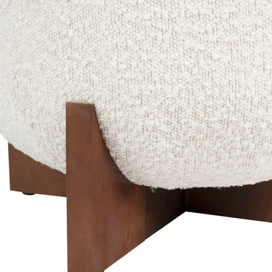 Fabrique de Styles Poufs Et Tabourets>Tabouret coffre en tissu et pin - Alpinia Blanc