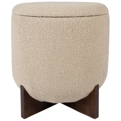 Fabrique de Styles Poufs Et Tabourets>Tabouret coffre en tissu et pin - Alpinia Beige