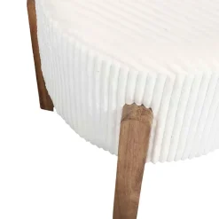 Fabrique de Styles Poufs Et Tabourets>Tabouret en tissu côtelé beige et bois d'acacia - Scarlett Crème