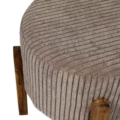 Fabrique de Styles Poufs Et Tabourets>Tabouret en tissu côtelé et bois d'acacia - Scarlett Taupe
