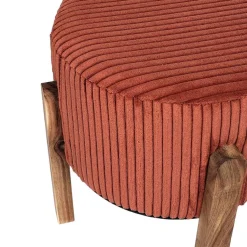 Fabrique de Styles Poufs Et Tabourets>Tabouret en tissu côtelé et bois d'acacia - Scarlett Terracotta