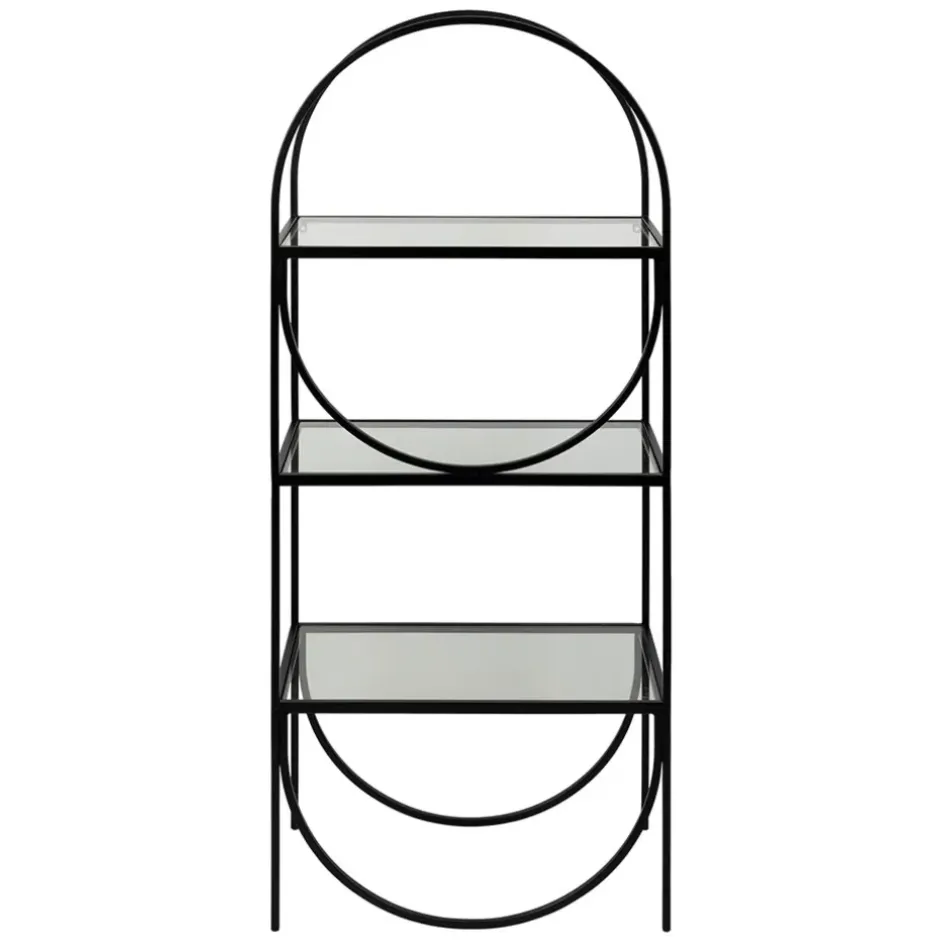 Fabrique de Styles Bibliothèques Et Étagères>Étagère 3 niveaux en verre et fer h120cm - Lernet Noir