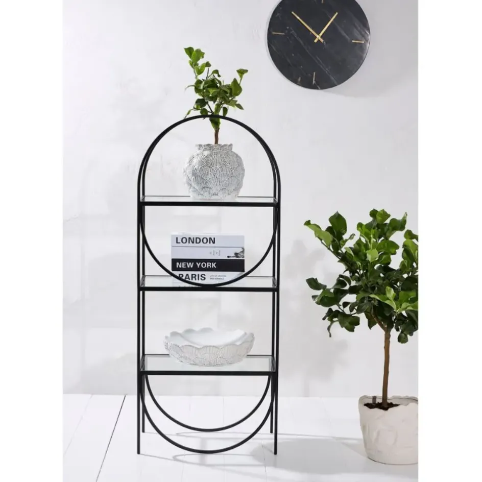 Fabrique de Styles Bibliothèques Et Étagères>Étagère 3 niveaux en verre et fer h120cm - Lernet Noir