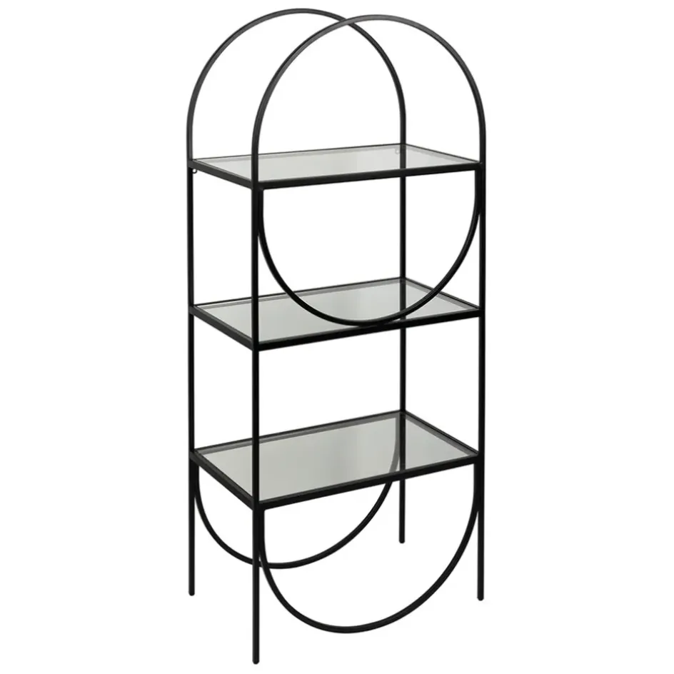 Fabrique de Styles Bibliothèques Et Étagères>Étagère 3 niveaux en verre et fer h120cm - Lernet Noir